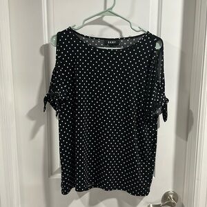DKNY black Polka Dot Blouse